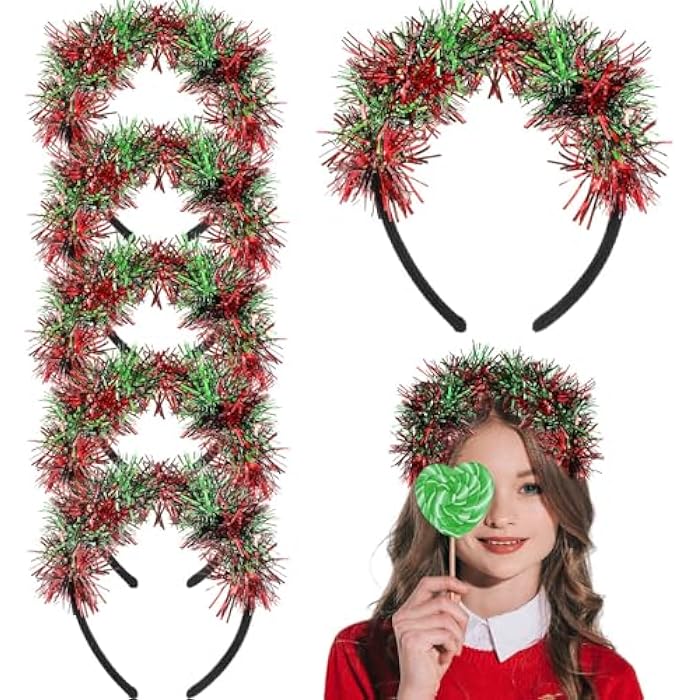 Hotop 6 Pcs Halloween Headband Pom Pom Fuzzy Costume Headband Christmas Hair Decoration Party Headwear for Women Men - Image 1